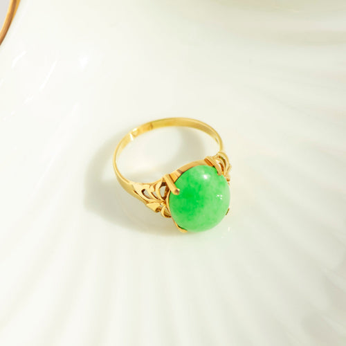 57 Bague en or jaune 750 et chrysoprase 58 Facettes HJ062633
