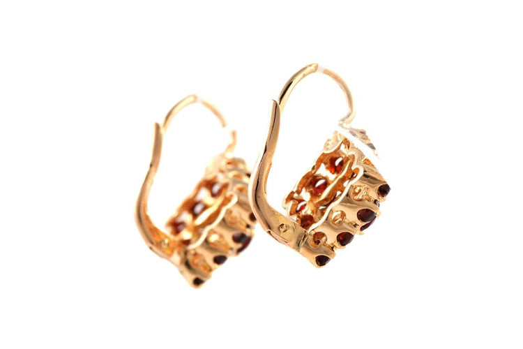 Années 50 - Boucles d'oreilles en or jaune et grenats 58 Facettes 23873