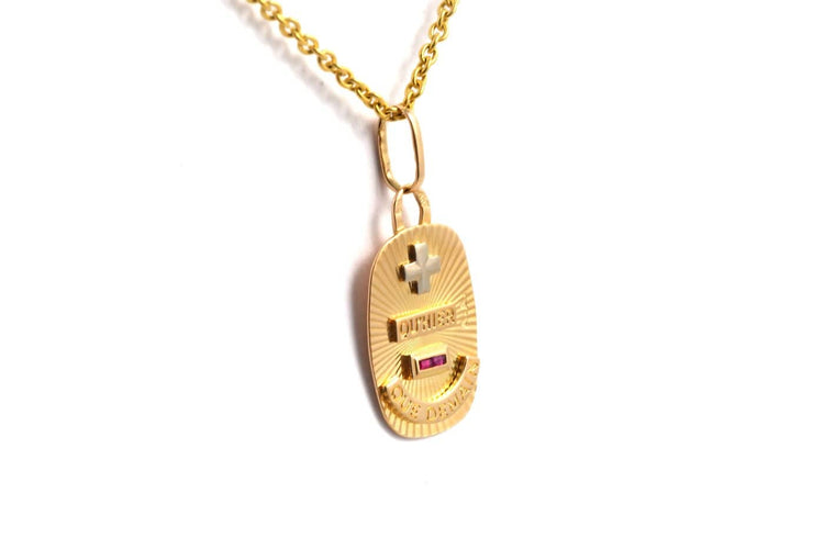 Pendentif Années 50 - Pendentif en or jaune et rubis 58 Facettes B897
