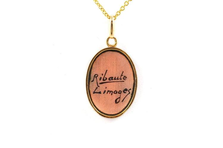 Années 50 - Pendentif en or jaune 18 carats et émail 58 Facettes 23905