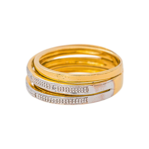 53 Bague en or jaune et or blanc avec diamants 58 Facettes 5414833RV