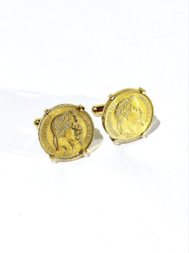 Louis d’or - Boutons de manchette en or 18 et 22 carats 58 Facettes 1808781