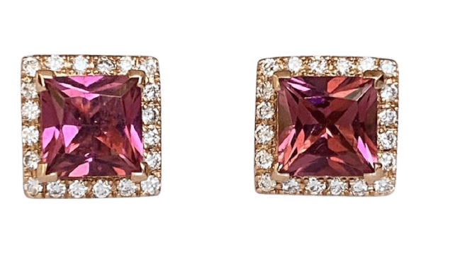 Boucles d'oreilles Fred Moes - Boucles d'oreilles en or rose, tourmalines et diamants 58 Facettes earrings