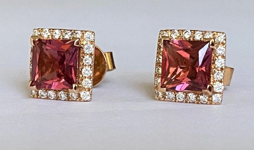 Boucles d'oreilles Fred Moes - Boucles d'oreilles en or rose, tourmalines et diamants 58 Facettes earrings