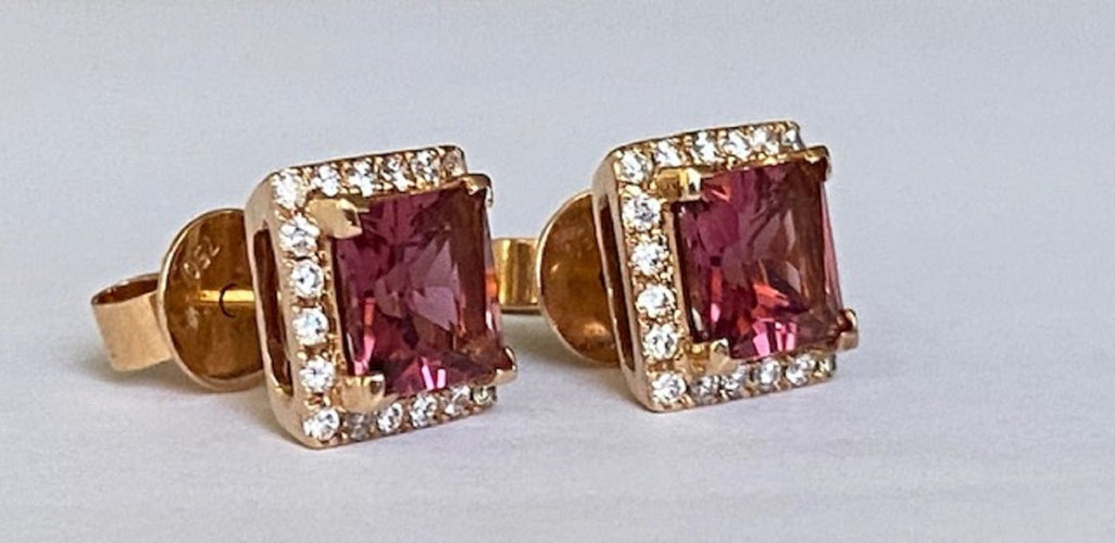 Boucles d'oreilles Fred Moes - Boucles d'oreilles en or rose, tourmalines et diamants 58 Facettes earrings