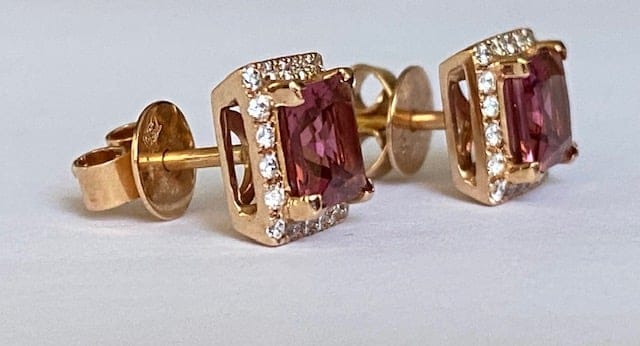 Boucles d'oreilles Fred Moes - Boucles d'oreilles en or rose, tourmalines et diamants 58 Facettes earrings