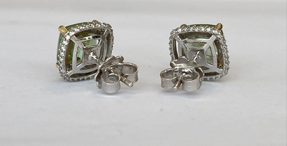 Boucles d'oreilles en or blanc 18 carats, tourmalines et diamants 58 Facettes earrings