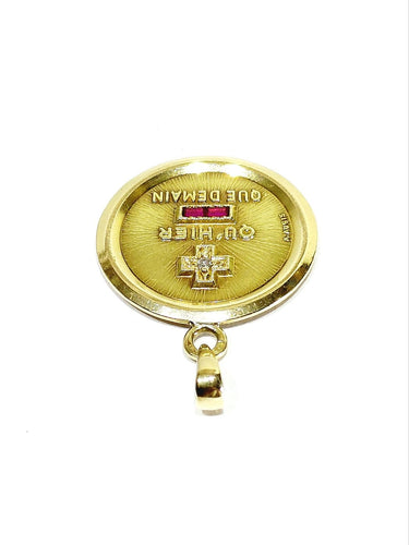 Augis - Médaille d'amour en or jaune, rubis et diamant 58 Facettes 1808874