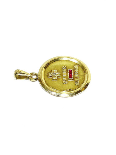 Augis - Médaille d'amour en or jaune, rubis et diamant 58 Facettes 1808874