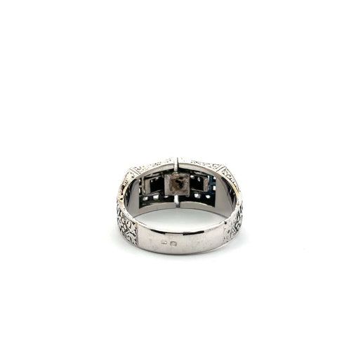58 Art déco - Chevalière en or blanc 18 carats et diamants 58 Facettes 50493