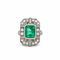 55 The Crown of Muzu - Bague Art déco en or blanc, émeraude et diamants 58 Facettes 50496