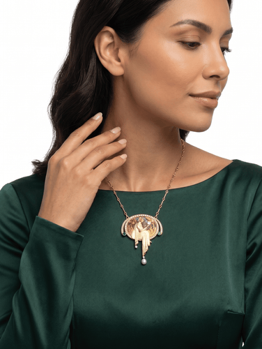 Collier Belle Époque - Collier ras-du-cou convertible en or jaune, diamants et émeraudes 58 Facettes D18