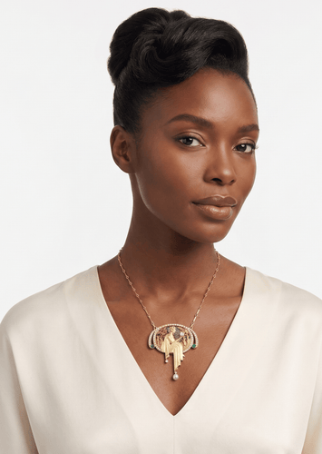 Collier Belle Époque - Collier ras-du-cou convertible en or jaune, diamants et émeraudes 58 Facettes D18