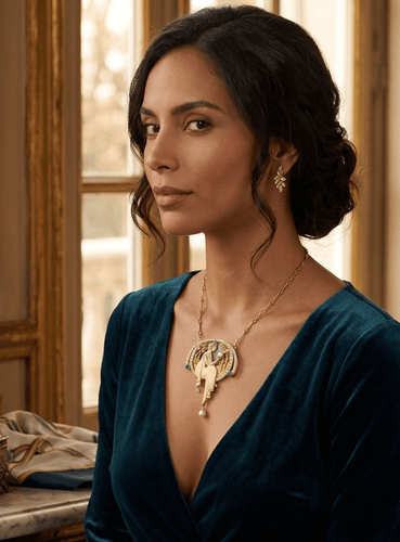 Collier Belle Époque - Collier ras-du-cou convertible en or jaune, diamants et émeraudes 58 Facettes D18