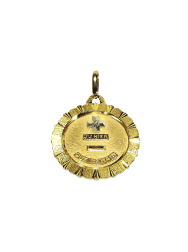 Augis - Pendentif médaille en or jaune et rose, diamant et rubis 58 Facettes 1808939