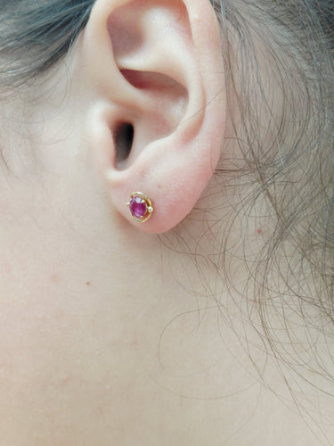 Boucles d'oreilles en or jaune et rubis 58 Facettes 1809238