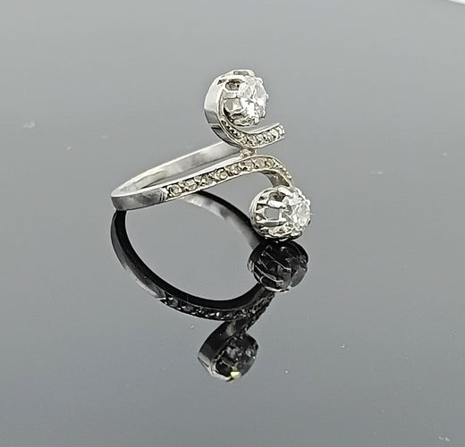 50 Bague Toi et Moi ancienne en platine et diamants 58 Facettes AX/58/1/45