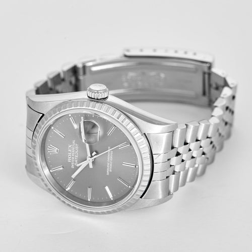 Rolex Datejust - Montre 16220 en acier cadran gris 58 Facettes A1218