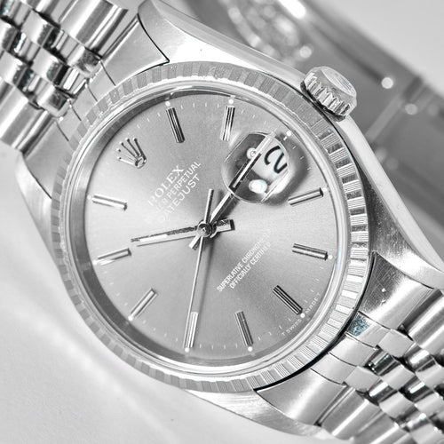 Rolex Datejust - Montre 16220 en acier cadran gris 58 Facettes A1218