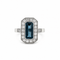 Bague 55 Bague rectangulaire en or blanc, topaze bleue et diamants 58 Facettes 50497