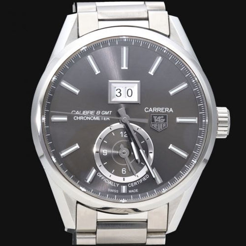 Montre TAG Heuer Carrera - Montre Calibre 8 GMT en acier 58 Facettes MT47437