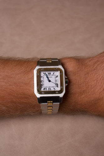 Cartier Santos Carrée Godron - Montre en acier et or jaune 58 Facettes MONTRE-016