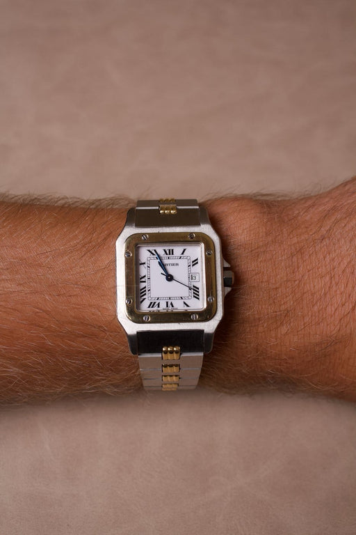 Cartier Santos Carrée Godron - Montre en acier et or jaune 58 Facettes MONTRE-016