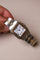 Cartier Santos Carrée Godron - Montre en acier et or jaune 58 Facettes MONTRE-016