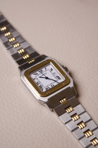Cartier Santos Carrée Godron - Montre en acier et or jaune 58 Facettes MONTRE-016
