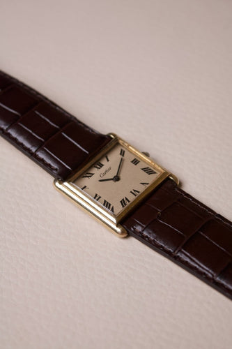 Cartier Tank Must - Montre grand modèle en vermeil 58 Facettes MONTRE-017
