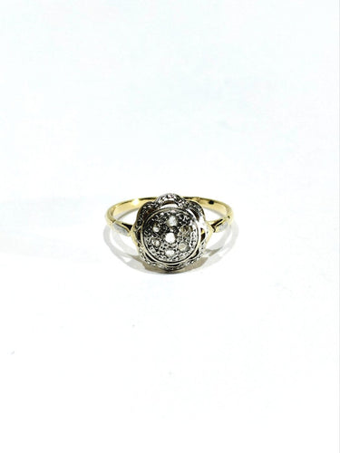 53 Bague en or jaune et or blanc 18 carats et diamants taille rose 58 Facettes 1809863