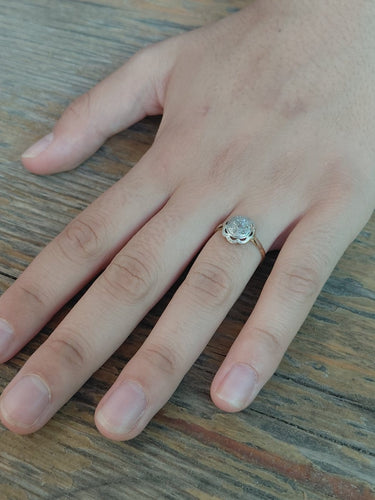 53 Bague en or jaune et or blanc 18 carats et diamants taille rose 58 Facettes 1809863