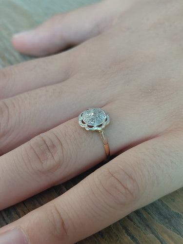 53 Bague en or jaune et or blanc 18 carats et diamants taille rose 58 Facettes 1809863