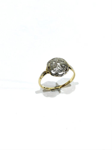 53 Bague en or jaune et or blanc 18 carats et diamants taille rose 58 Facettes 1809863