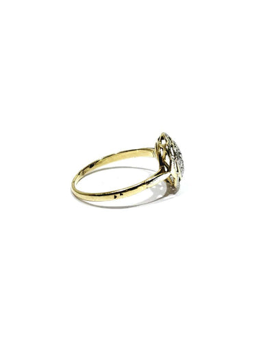 53 Bague en or jaune et or blanc 18 carats et diamants taille rose 58 Facettes 1809863