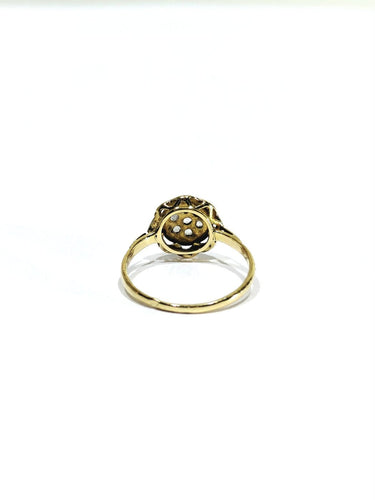 53 Bague en or jaune et or blanc 18 carats et diamants taille rose 58 Facettes 1809863