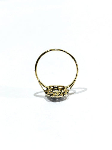 53 Bague en or jaune et or blanc 18 carats et diamants taille rose 58 Facettes 1809863