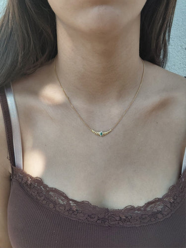 Collier en or rose et jaune, émeraude et diamants 58 Facettes 1809877