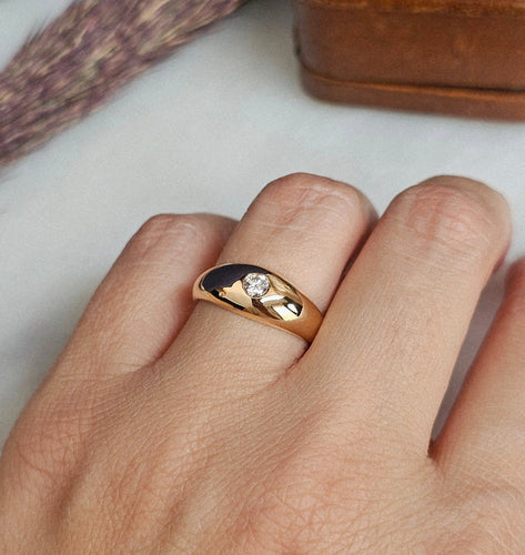 55.5 Bague jonc anglais en or jaune et diamant 58 Facettes 754
