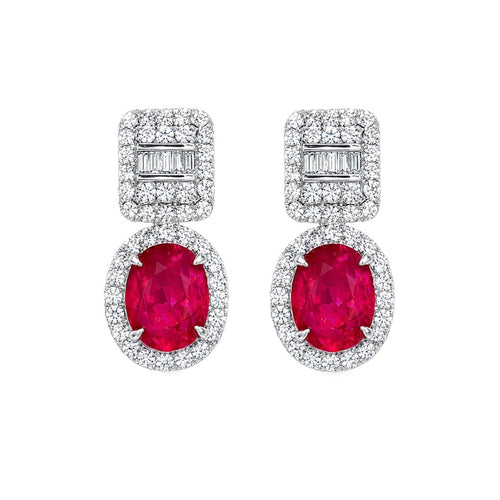 Boucles d'oreilles en or blanc 18K, rubis et diamants 58 Facettes GER1014RD-1