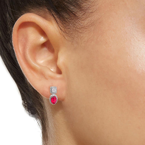 Boucles d'oreilles en or blanc 18K, rubis et diamants 58 Facettes GER1014RD-1
