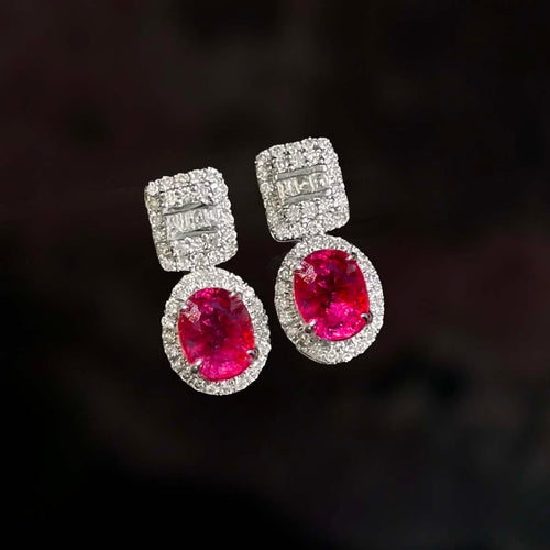 Boucles d'oreilles en or blanc 18K, rubis et diamants 58 Facettes GER1014RD-1