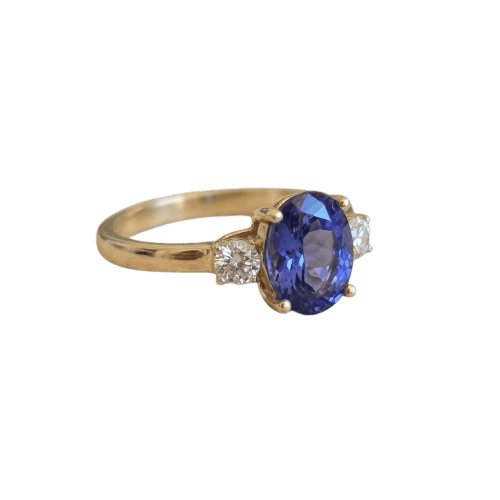 59 Bague en or jaune 585 avec tanzanite et diamants 58 Facettes HJ062632