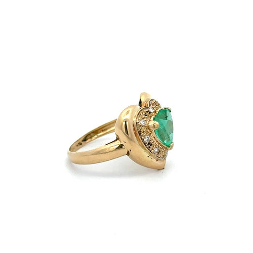 Bague 52 Bague cœur en or jaune, émeraude colombienne et diamants 58 Facettes 50500