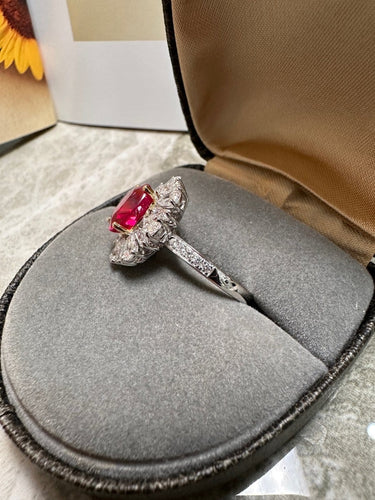 Bague 50 Bague rubis de Birmanie 2,72 ct en or blanc et diamants 58 Facettes jnci151