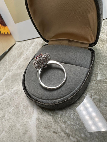 Bague 50 Bague rubis de Birmanie 2,72 ct en or blanc et diamants 58 Facettes jnci151