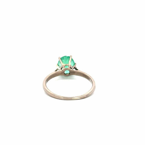 Bague 52 Bague solitaire en or blanc 18 ct et émeraude colombienne 58 Facettes 50501