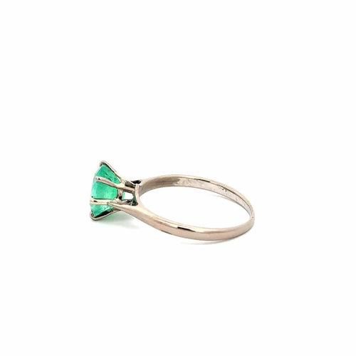 Bague 52 Bague solitaire en or blanc 18 ct et émeraude colombienne 58 Facettes 50501