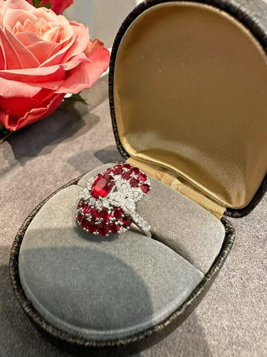Bague 54 Bague en or 18K avec rubis sang de pigeon non chauffé et diamants 58 Facettes jnci152