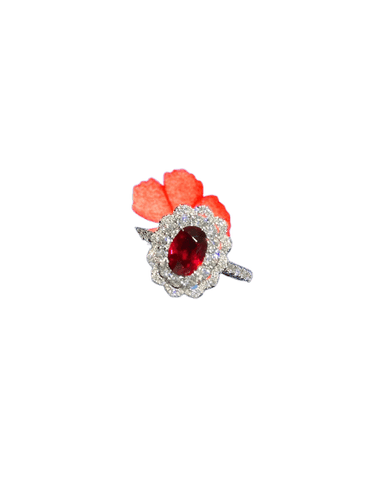 Bague 53 Bague en or 18 carats avec rubis birman et diamants 58 Facettes jnci153
